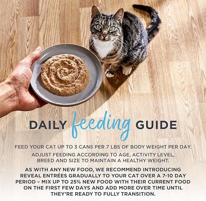 Reveal Entrées Natural Wet Cat Food Paté, Grain-Free with Added Vitamins & Minerals, Carrageenan-Free Fish Variety Selection Paté (12 x 2.47 oz Cans)