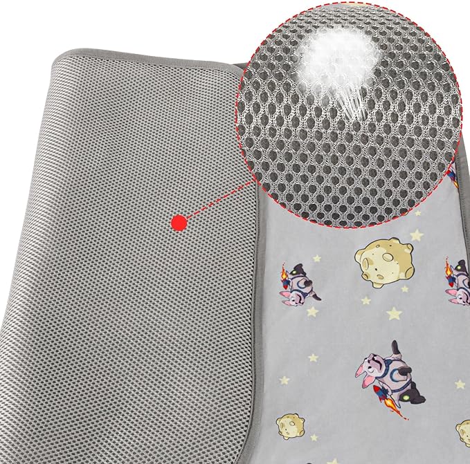 NACOCO Summer Pet Cooling Mat - Cat Dog Cushion Pad Sleeping Cool Comfortable Soft for Pets Kids and Adults (Grey French Bulldog, M)