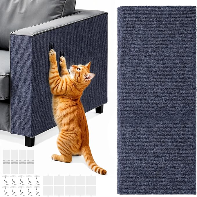 78.7x15.8 in Cat Scratch Furniture Protector, Self-Adhesive Couch Protectors from Cat Caws for Couch, Wall Trimmable (Dark Gray)