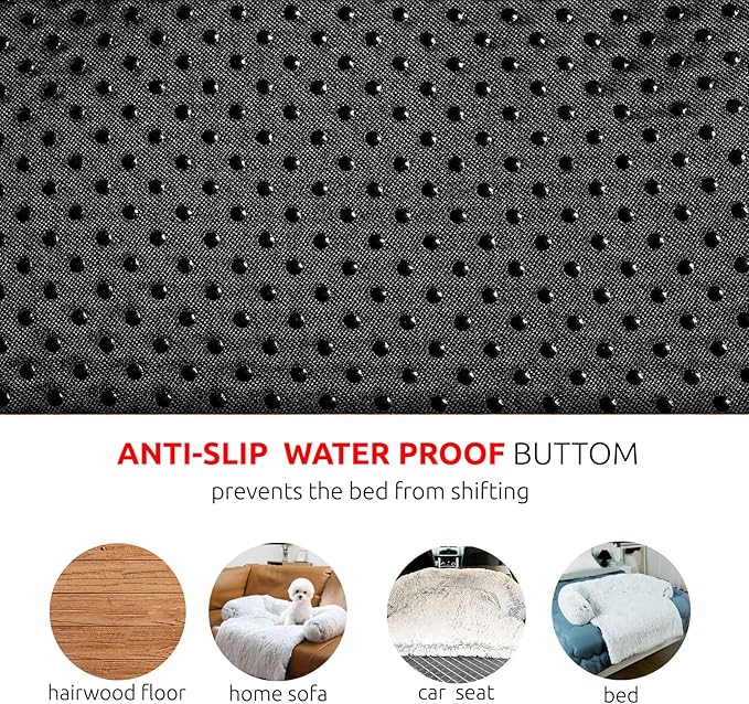 HACHIKITTY Calming Pet Sofa Bed Mat, Washable Plush Couch Cover for Dogs and Cats, Furniture Protector with Anti-Slip Bottom (30"x 27"x 6", Black)