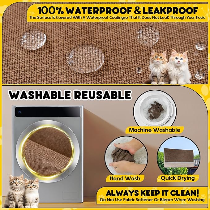 Loiion Cat Scratch Furniture Protector - Anti-Slip, Waterproof Sofa Cover to Keep Cats Off, Pet-Friendly Couch Protectors for 3 Cushion Couch, Anti-Scratch Couch Cover for Pets and Kids 134"X91"Brown