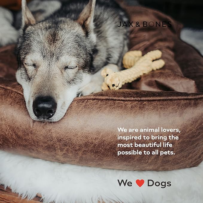 Jax & Bones Dog Napper - Machine Washable Shag Bed for Dogs - Extra Heavy Duty Bolstered Sides - Medium White Dog Mat | 35 x 27 Inches