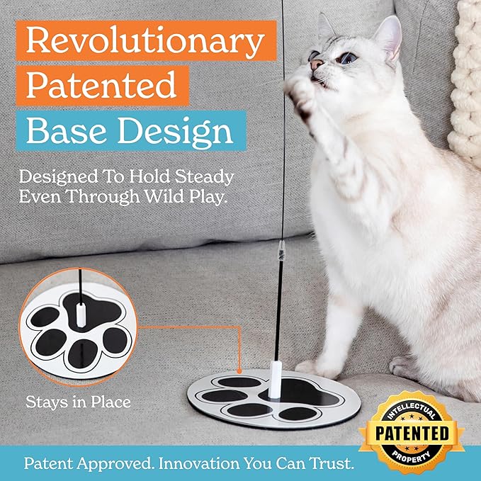 Cat Wand Toy Cat Fishing Pole Toy Cats Feather Toys Suction Cup for Indoor Cats Teaser Wand Feather Attachments Multisurface Base