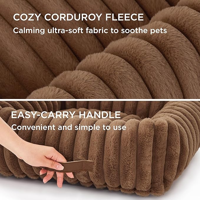 Bedsure Cute Dog Bed for Extra Large Dogs - Washable Furry Puppy Beds, Rectangle Orthopedic XL Pet Beds with Removable Zipper Cover, 43x30x8inches, Copper Brown
