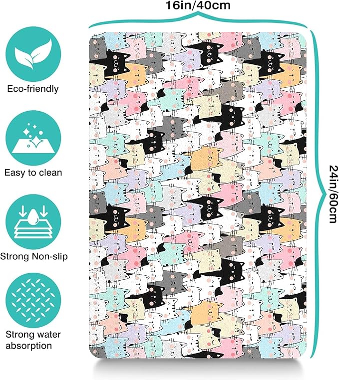 Pet Feeding Mat for Floors Waterproof Dog Mat for Food and Water Absorbent Quick Dry Non Slip mat for Cat Bowls