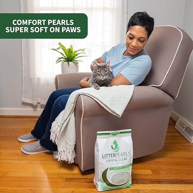 Litter Pearls Crystal Clear Unscented Non-Clumping Crystal Cat Litter with Odorbond, 7 lb