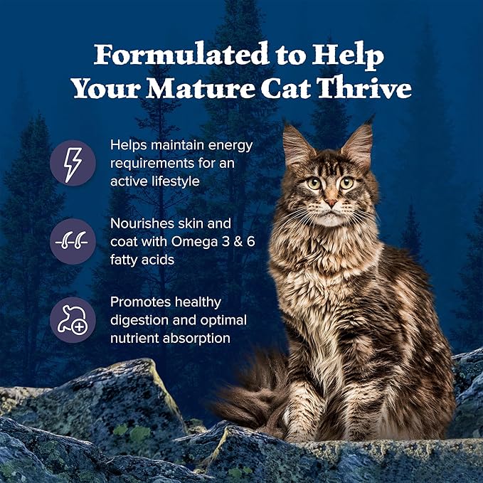 Blue Buffalo Wilderness Natural Mature Dry Cat Food for Cats 7+ Years, High-Protein and Grain-Free Diet, Supports Immune System Health and Energy to Stay Active, Chicken, 5-lb. Bag