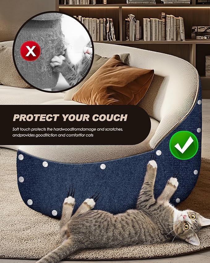 78.7"x15.8" Cat Scratch Mat,Trimmable Self-Adhesive Carpet,DIY Climb Cat Scratcher for Cat Couch Furniture or Wall Protector,Covering Cat Tower,and Replacement Pads (Dark Blue)