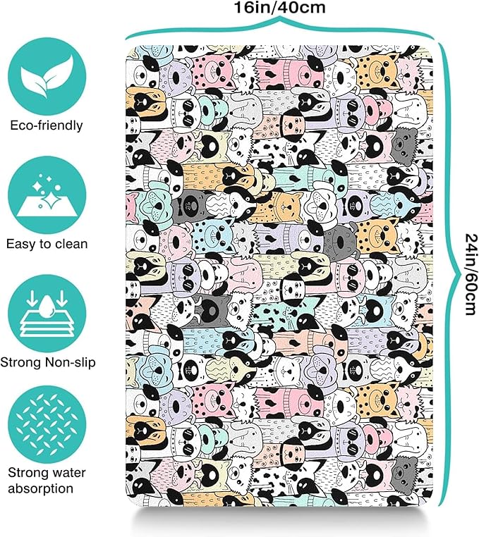 Pet Feeding Mat for Floors Waterproof Dog Mat for Food and Water Absorbent Quick Dry Non Slip mat for Cat Bowls