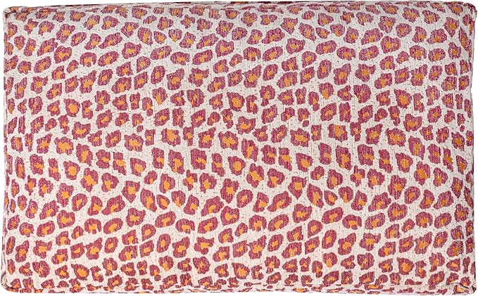 DBD3001F-M Mabel 35" x 23" Designer Modern Ultra Soft Reversible Plush Rectangular Pet Bed with Washable Cover, Raspberry Leopard