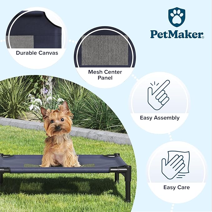 PETMAKER Elevated Dog Bed Cover - 24.5x18.5-Inch Replacement Pet Bed Cover with Mesh Panel - for Indoor/Outdoor Use - Dog Cot Not Included (Blue)