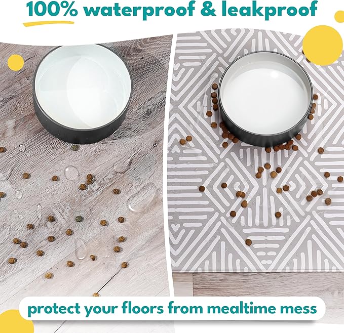 NALALAS Large Dog Mat for Food and Water, Cat Feeding Mat | Large Waterproof Dog Bowl Mat | Non-Slip Pet Food Mat for Floors | Pet Mats for Food and Water | Easy to Clean