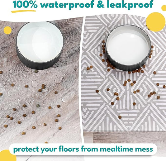 NALALAS Large Dog Mat for Food and Water, Cat Feeding Mat | Large Waterproof Dog Bowl Mat | Non-Slip Pet Food Mat for Floors | Pet Mats for Food and Water | Easy to Clean