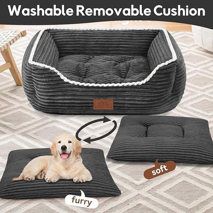 Orthopedic Dog Bed for Medium Dogs,Dog Sofa Beds Supportive Foam Pet Couch Bed with Removable Washable Mat and Nonskid Bottom (Medium, Dark Grey)