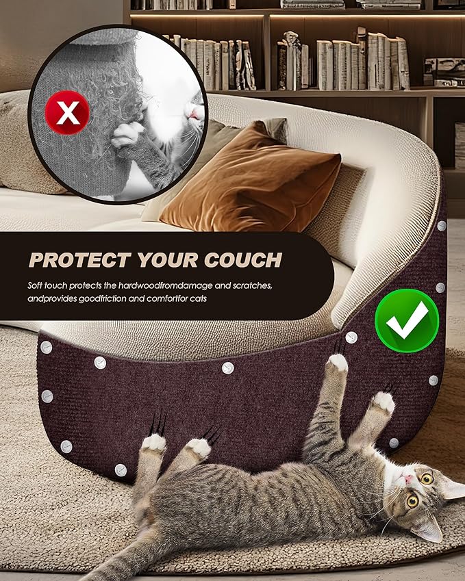 78.7"x15.8" Cat Scratch Mat,Trimmable Self-Adhesive Carpet,DIY Climb Cat Scratcher for Cat Couch Furniture or Wall Protector,Covering Cat Tower,and Replacement Pads (Brown)