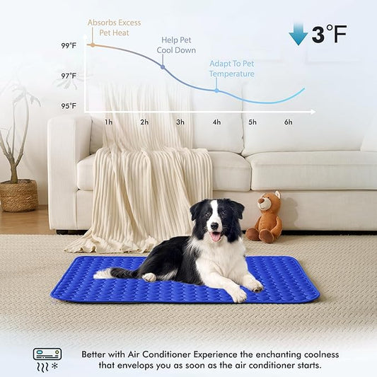 MICROCOSMOS Summer Cooling Mat & Sleeping Pad- Water Absorption Top, Materials Safe, Easy Carry, EZ Clean. Keep Cooling for Pets, Kids and Adults.(Dark Blue, 19" x 15")