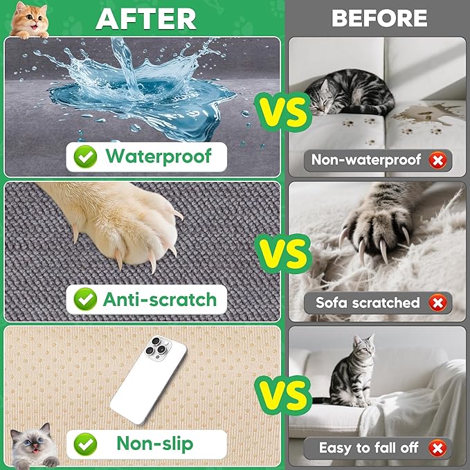 Loiion Couch Covers for 3 Cushion Couch, Gray Cat-Scratch Resistant Sofa Cover –Pets Dogs Friendly Anti Slip Thickened Slipcovers Furniture Protector, Couch Protector for Pets and Kids 150"X71"