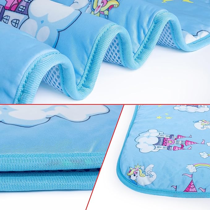 NACOCO Summer Pet Cooling Mat - Cat Dog Cushion Pad Sleeping Cool Castle Comfortable Soft for Pets Kids and Adults (Blue Castle, S)