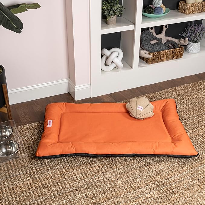 DBD3004B-M Archie 29.5" x 22.5" Traditional Oxford Waterproof Indoor/Outdoor Hand-Washable Memory Foam Camping Pet Bed, Tangerine