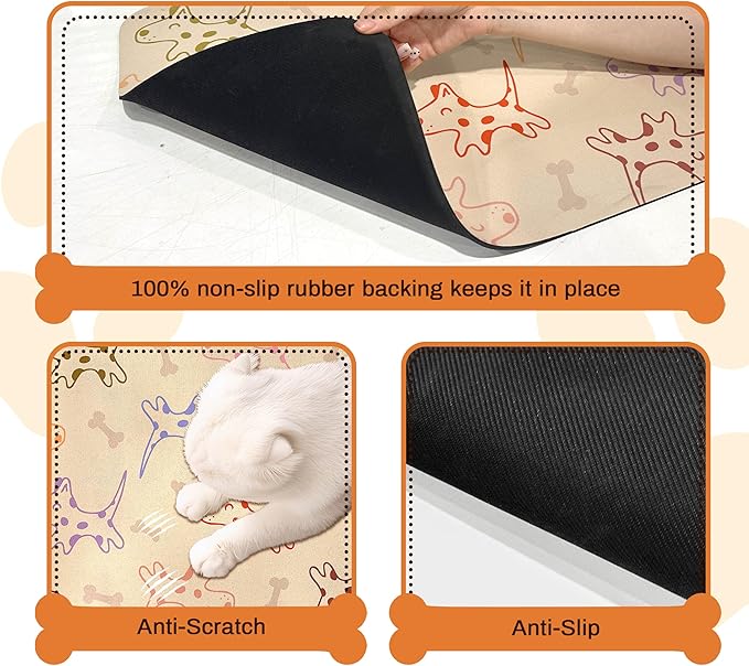 Pet Feeding Mat for Floors Waterproof Dog Mat for Food and Water Absorbent Quick Dry Non Slip mat for Cat Bowls
