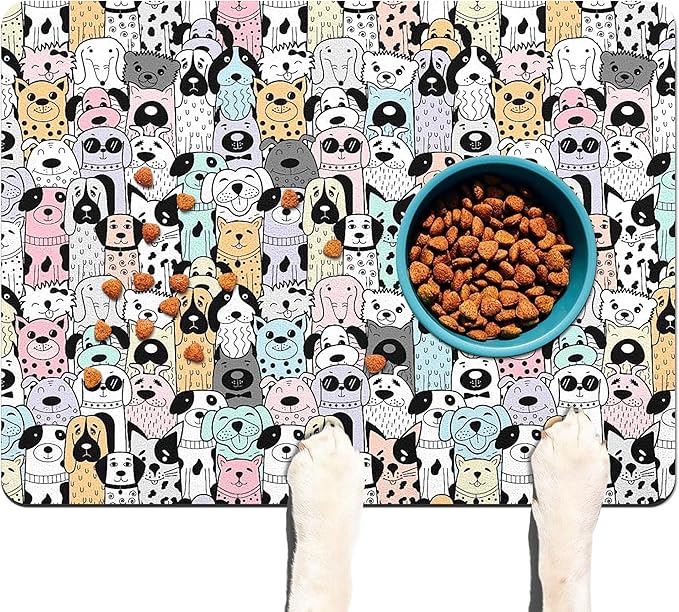 Pet Feeding Mat for Floors Waterproof Dog Mat for Food and Water Absorbent Quick Dry Non Slip mat for Cat Bowls