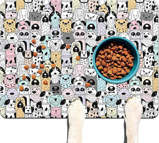 Pet Feeding Mat for Floors Waterproof Dog Mat for Food and Water Absorbent Quick Dry Non Slip mat for Cat Bowls