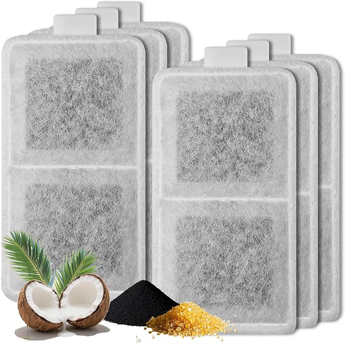 6 Pack Cat Water Fountain Filter Replacement Compatible With PetSafe Whisker City Automatic Pet Fountain, Small and Large Size Pet Water Fountain Replacement Filters(Large)