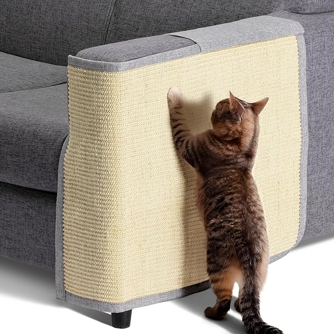 Navaris Cat Scratch Mat Sofa Protector - Natural Sisal Furniture Protector Scratching Pad for Cats - Scratch Carpet for Couch, Sofa, Chair - Left