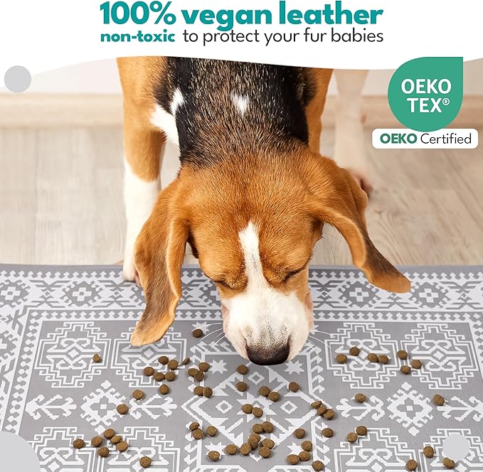 NALALAS Large Dog Mat for Food and Water, Cat Feeding Mat | Large Waterproof Dog Bowl Mat | Non-Slip Pet Food Mat for Floors | Pet Mats for Food and Water | Easy to Clean