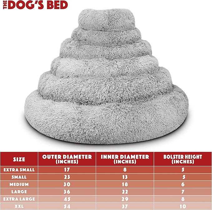 The Dog's Balls Dog Bed, Large Silver Grey Fur Calming Nest Bed, Veterinary Approved