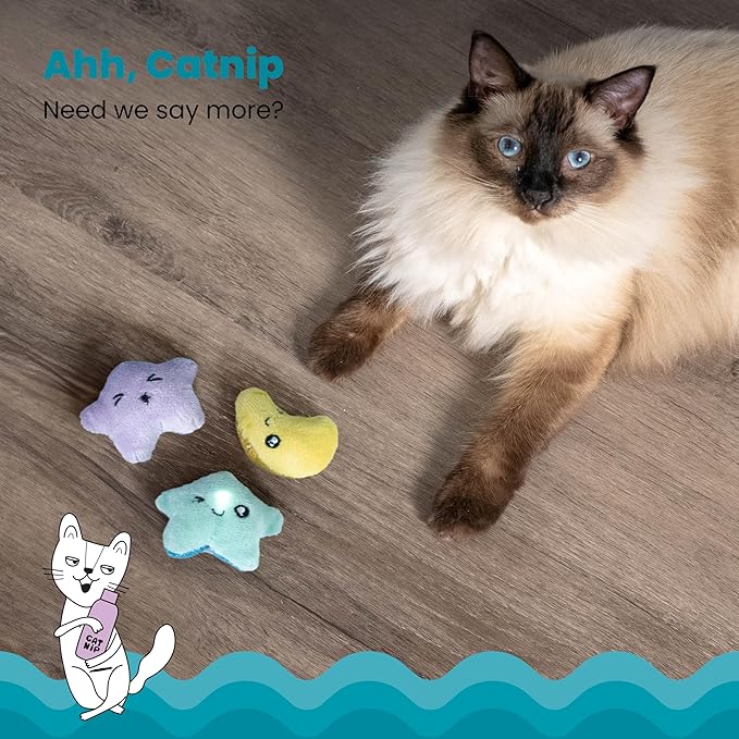 Catstages Toss 'N Twinkle Light-Up Cat Toys with Catnip & Crinkle, Multicolored, 3-Pack