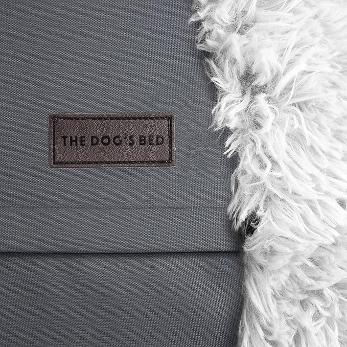 The Dog's Balls Sound Sleep Donut Dog Bed, Small Ice White Fur Calming Nest Bed, Veterinary Approved