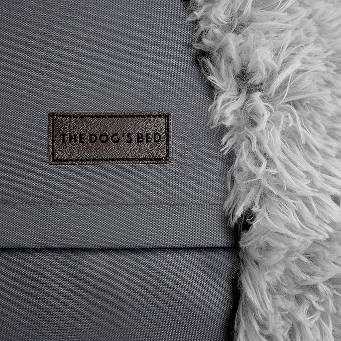 The Dog’s Bed Sound Sleep Donut Dog Bed, Small Silver Grey Fur Calming Nest Bed, Veterinary Approved